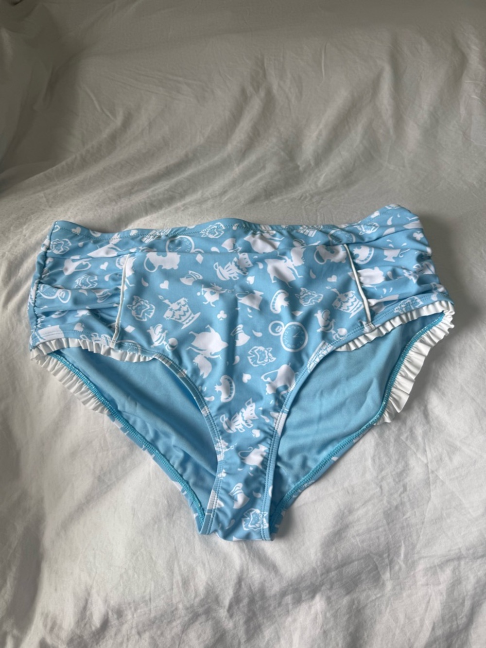 Disney - Alice in Wonderland - Women’s- Blue & White Ruffle Bikini Bottom